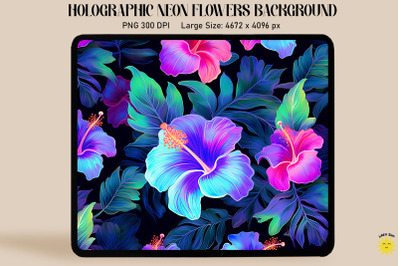 Holographic Neon Hibiscus Flowers