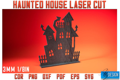 Haunted House Laser Cut SVG | Halloween Laser Cut SVG Design | CNC Fil