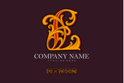 Floral elegance gold L letter monogram logo