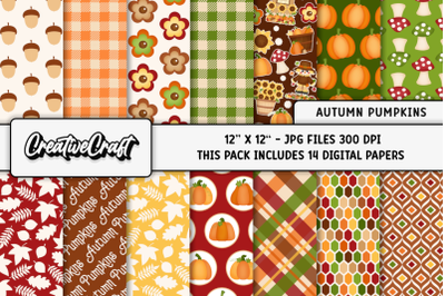 Autumn Fall Digital Papers, scrapbooking backgrounds designs
