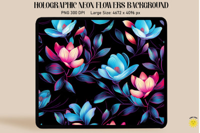 Holographic Neon Magnolia Flowers