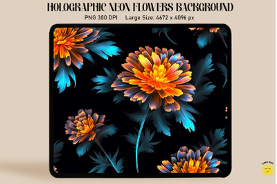 Holographic Neon Marigold Flowers