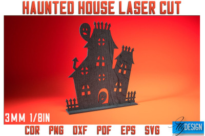 Haunted House Laser Cut SVG | Halloween Laser Cut SVG Design | CNC Fil