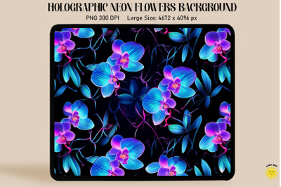 Holographic Neon Orchid Flowers