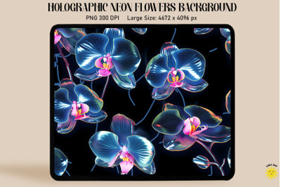 Holographic Neon Orchid Flowers