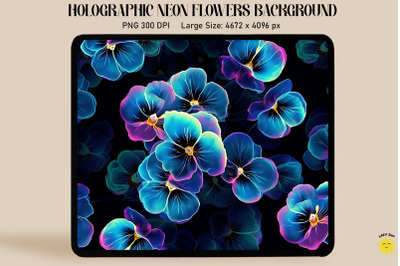 Holographic Neon Pansy Flowers