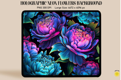 Holographic Neon Peony Flowers