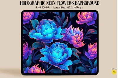 Holographic Neon Peony Flowers