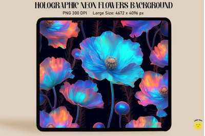 Holographic Neon Poppy Flowers