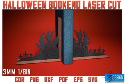 Halloween Bookend Laser Cut SVG | Halloween Laser Cut SVG Design | CNC