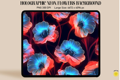 Holographic Neon Poppy Flowers