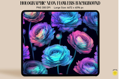 Holographic Neon Ranunculus Flowers