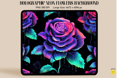 Holographic Neon Rose Flowers