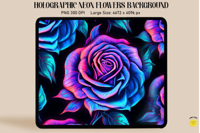 Holographic Neon Rose Flowers