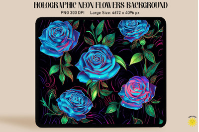 Holographic Neon Rose Flowers