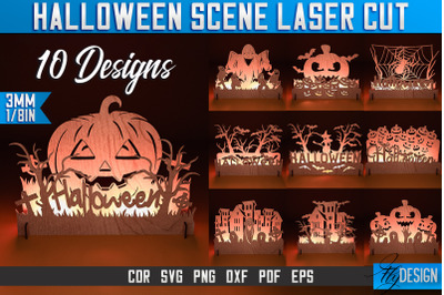 Halloween Scene Laser Cut SVG | Halloween Laser Cut SVG Design | CNC F