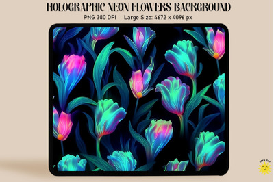 Holographic Neon Tulip Flowers