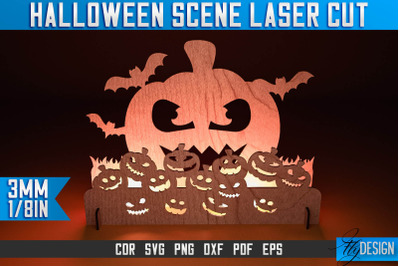 Halloween Scene Laser Cut SVG | Halloween Laser Cut SVG Design | CNC F