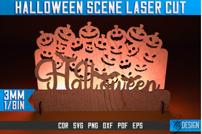 Halloween Scene Laser Cut SVG | Halloween Laser Cut SVG Design | CNC F