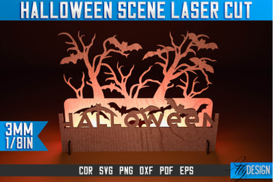 Halloween Scene Laser Cut SVG | Halloween Laser Cut SVG Design | CNC F