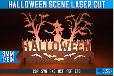 Halloween Scene Laser Cut SVG | Halloween Laser Cut SVG Design | CNC F