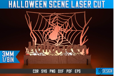 Halloween Scene Laser Cut SVG | Halloween Laser Cut SVG Design | CNC F