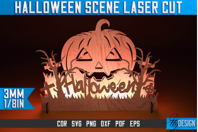 Halloween Scene Laser Cut SVG | Halloween Laser Cut SVG Design | CNC F