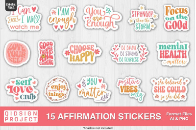 15 Affirmation Stickers | Self Love Printable Stickers
