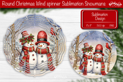 Christmas wind spinner Sublimation Christmas round design PNG Snowman