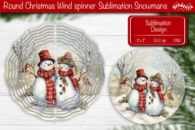 Christmas wind spinner Sublimation Christmas decor PNG Snowman