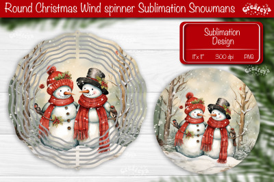 Christmas wind spinner Sublimation Christmas decor PNG Snowman