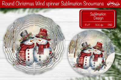 Round Christmas wind spinner Sublimation Christmas decor PNG Snowman