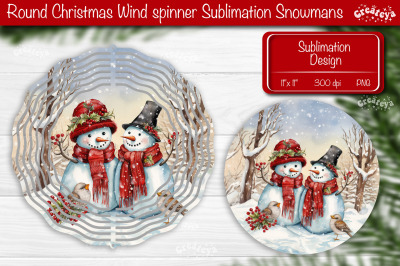 Round Christmas wind spinner Sublimation Christmas decor PNG Snowman