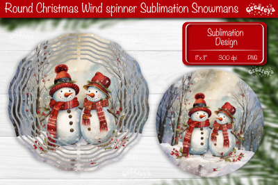 Round Christmas wind spinner Sublimation Christmas decor PNG Snowman