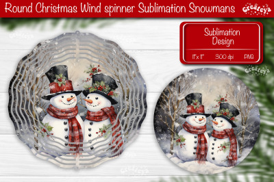 Round Christmas wind spinner Sublimation Christmas decor PNG Snowman