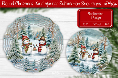 Round Christmas wind spinner Sublimation Christmas decor PNG Snowman