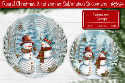 Round Christmas wind spinner Sublimation Christmas decor PNG Snowman