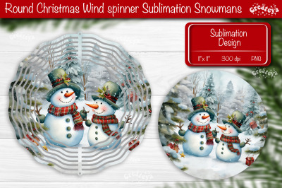 Round Christmas wind spinner Sublimation Christmas decor PNG Snowman