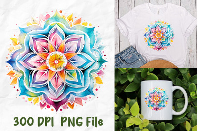 Hippie Tiedye Mandala Pattern Watercolor