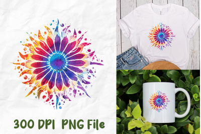 Hippie Tie Dye Retro Sun Watercolor