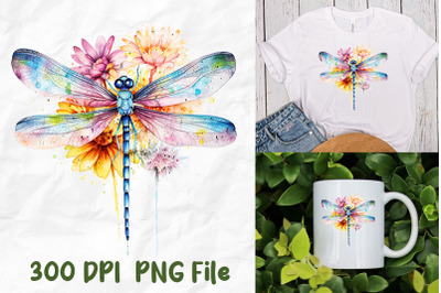 Hippie Tie Dye Dragonfly Watercolor