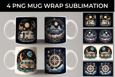 Celestial Wanderlust - Boho Mug Wrap Sublimation Design Bundle