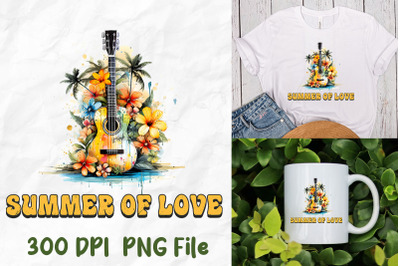 Summer Of Love Hippie Guitar Flower