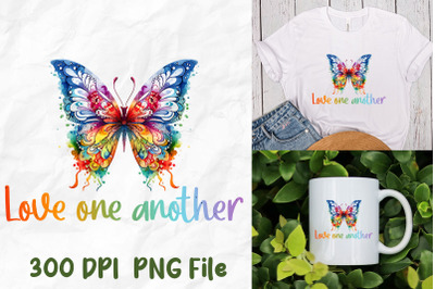 Love One Another Hippie Tiedye Butterfly