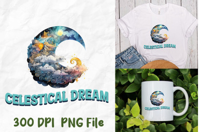 Celestial Dream Hippie Retro Moon