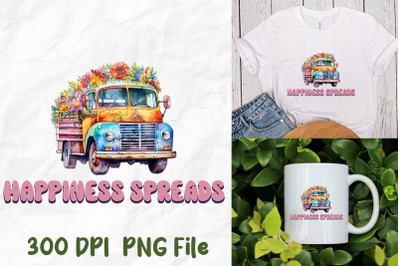 Happiness Spreads Hippie Vintage Truck