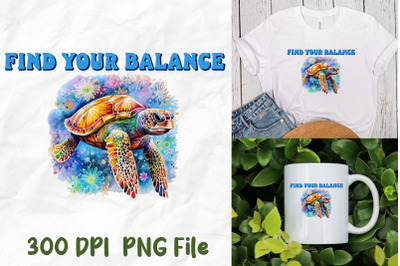 Find Your Balance Hippie Tie Dye Turtle