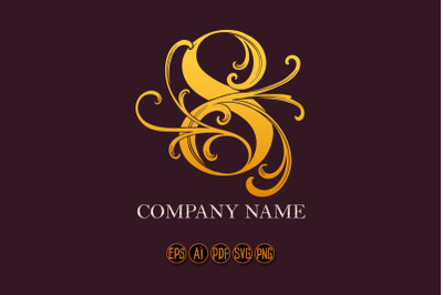 Elegance classic gold floral number 8 monogram logo