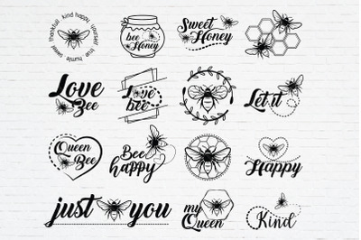 Set bee honey svg template, Bee kind svg quote, Bee quote svg, Honeybe