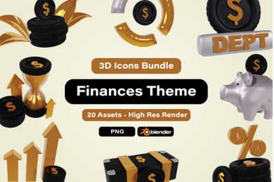 3d elements Finance icon, 3d object finance theme, 3d icons for busine
